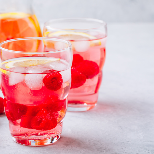 Raspberry Lemon Iced Cold Drink.