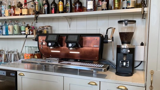 Commercial coffee machine in cafe