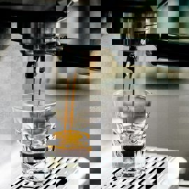 Commercial Espresso Machine Making Drink