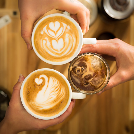 three coffee drinks
